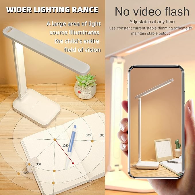Led Desk Lamp Dimmable Desk Light Reading Lamp 3 Lighting Modes, Eye Protection Lamp Desk Accessories, Study Desk Lamp Equipped USB Charger Suitable for Home Office is for Gift Giving